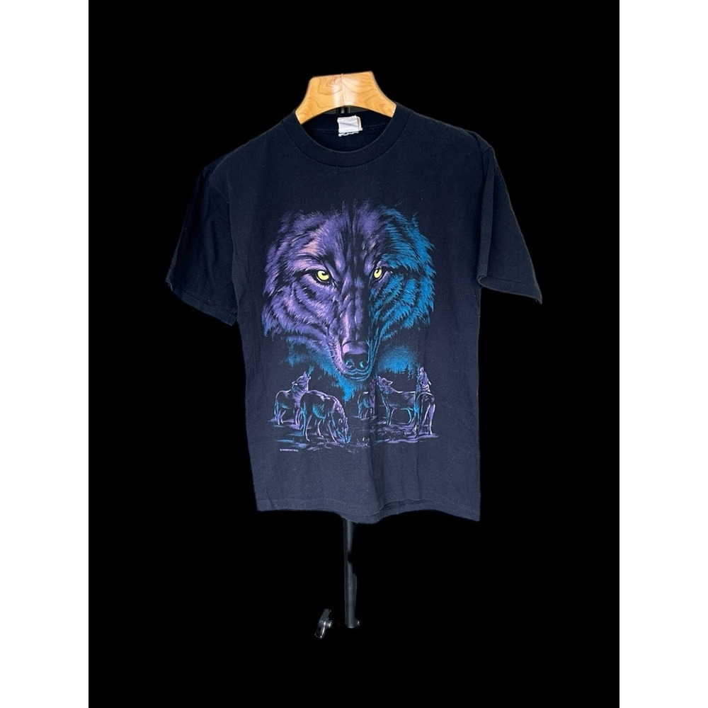 Vintage Habitat Wolf Nature Short Sleeve T Shirt Men's Size Large Old Tag MINT +